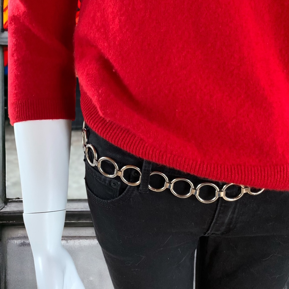 Vintage Mod Silver Tone Chain Link Belt Adjustable